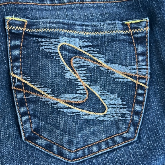 Silver Jeans Womens 28 x 33 Tuesday Low Rise Embroidered Boot Cut Dark Wash Blue - Picture 10 of 16